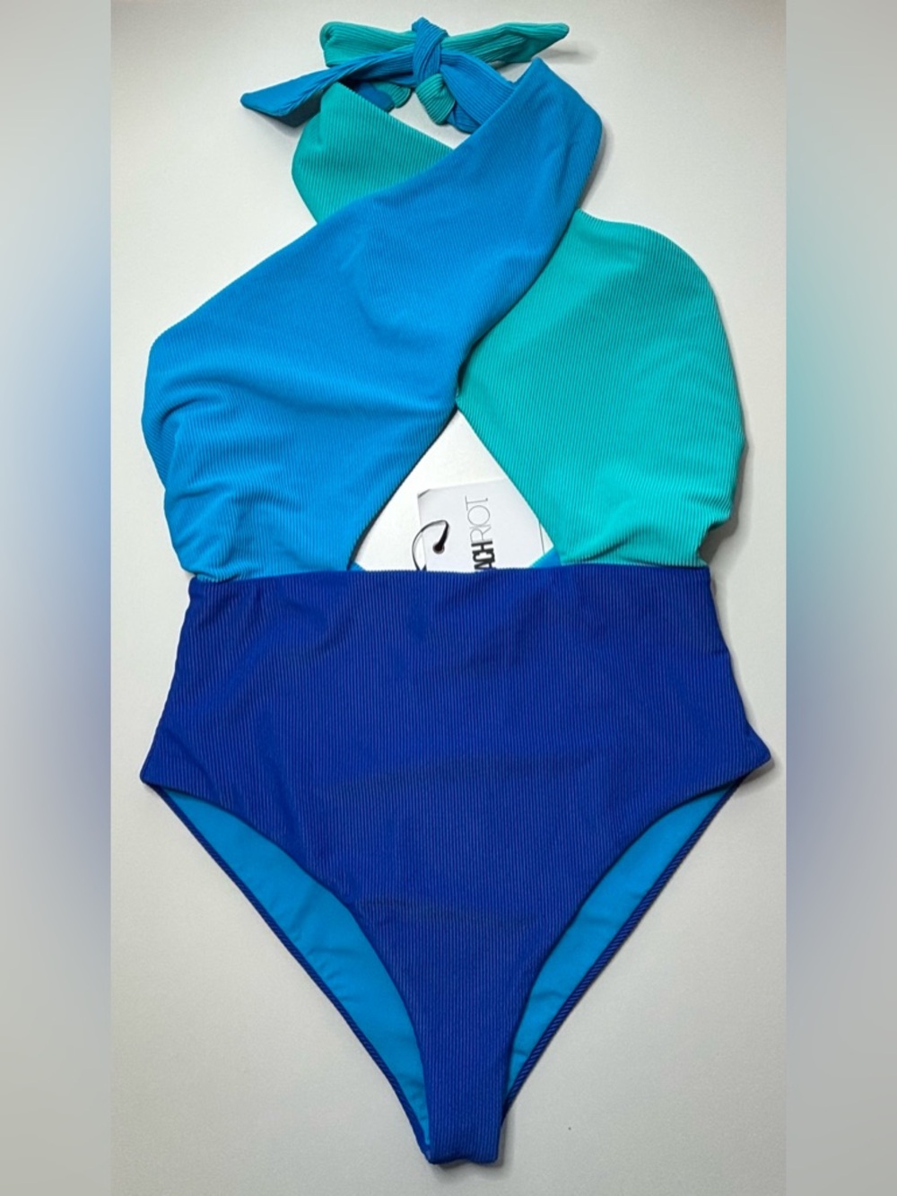NWT Beach Riot Jessica One Piece Swimsuit Ribbed Cutout Blue Teal Medium - Picture 6 of 11